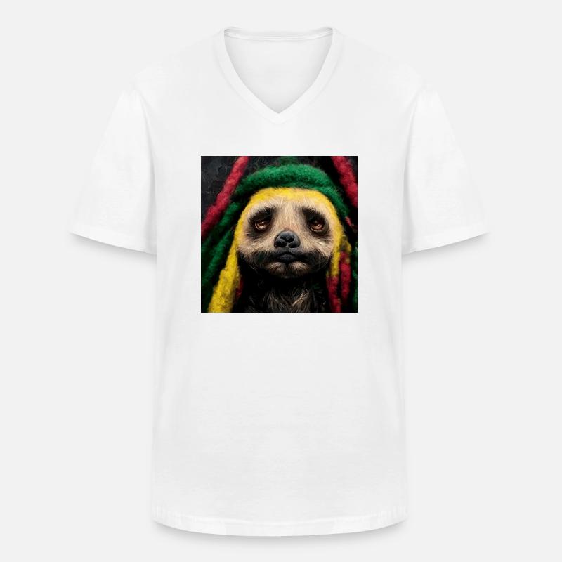 Bradipo rasta - Maglietta da uomo classica con scollo a V - bianco
