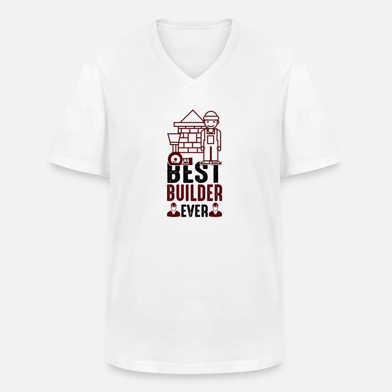 Best Builder Ever - black - Bauherr - Männer-T-Shirt mit V-Ausschnitt - Weiß