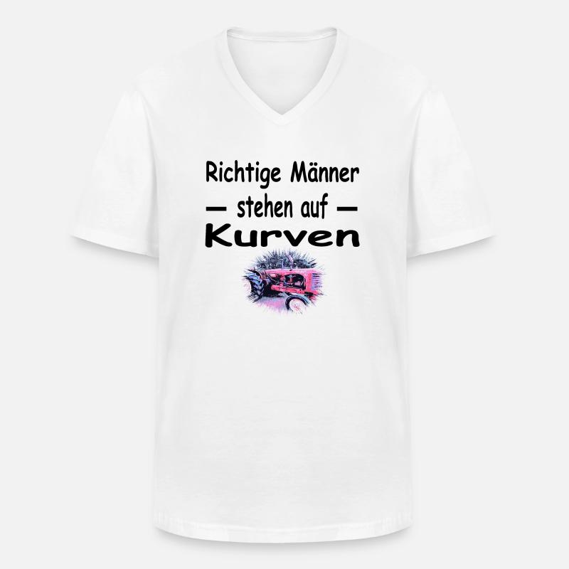 Traktor - Männer-T-Shirt mit V-Ausschnitt - Weiß