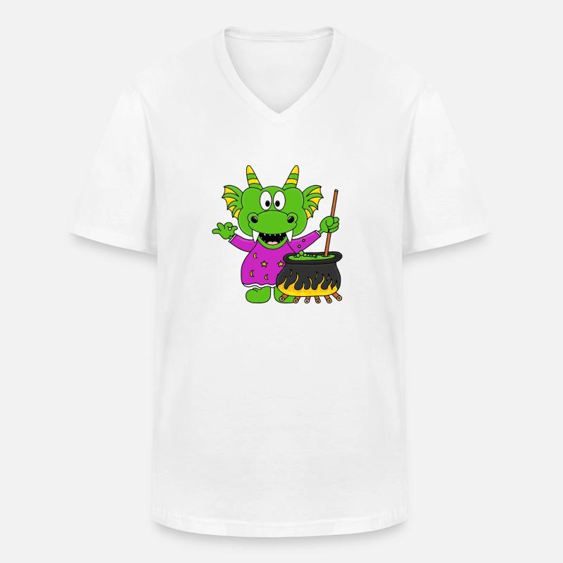 DRACHE - HALLOWEEN - KOCH - KOCHEN - Männer-T-Shirt mit V-Ausschnitt - Weiß
