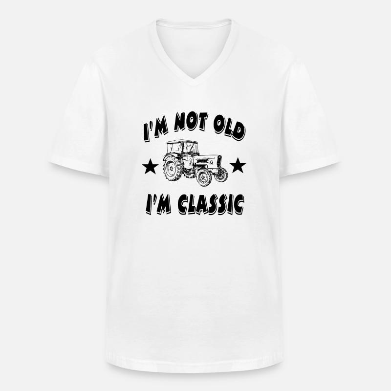 Traktor - Männer-T-Shirt mit V-Ausschnitt - Weiß