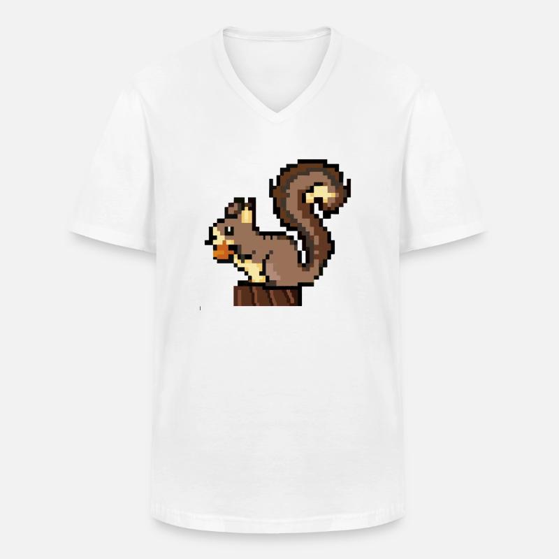 Eichhörnchen Pixel Art Geschenkidee - Männer-T-Shirt mit V-Ausschnitt - Weiß