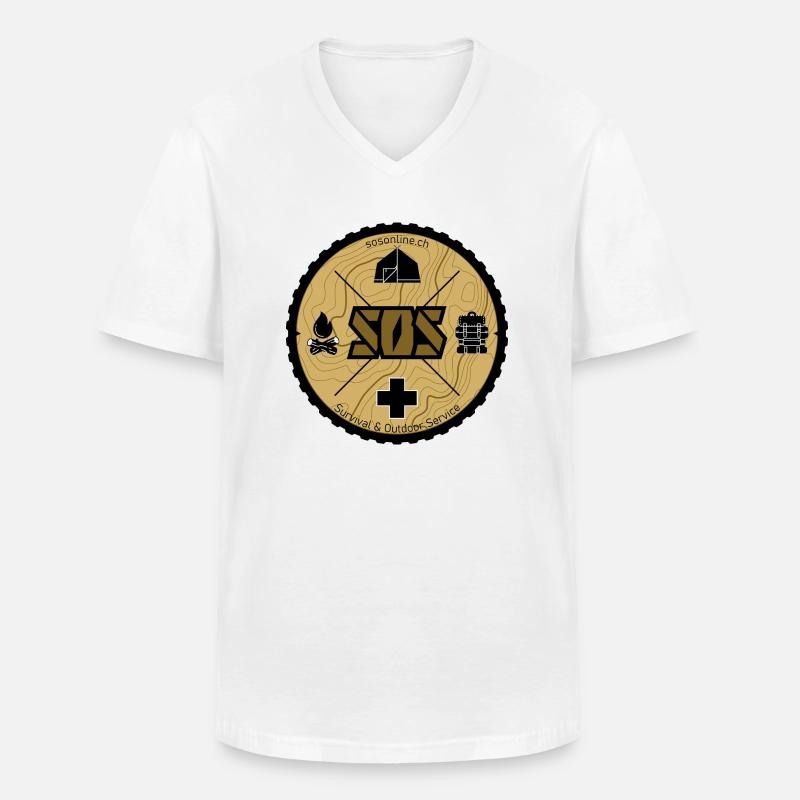 SOSonline.ch Logo sand/beige - Männer-T-Shirt mit V-Ausschnitt - Weiß