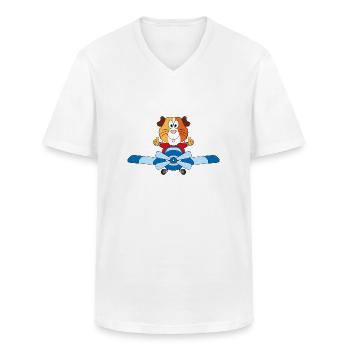 MEERSCHWEINCHEN - FLUGZEUG - PILOT - FLIEGEN - Männer-T-Shirt mit V-Ausschnitt - Weiß - Vorne - AI Model Male 185 light (185cm)
