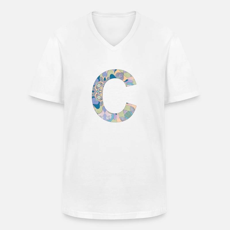 Buchstabe C im Mandala - Männer-T-Shirt mit V-Ausschnitt - Weiß