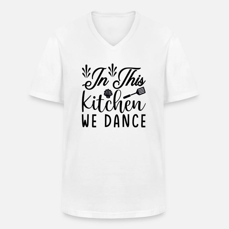In this Kitchen we Dance - Männer-T-Shirt mit V-Ausschnitt - Weiß