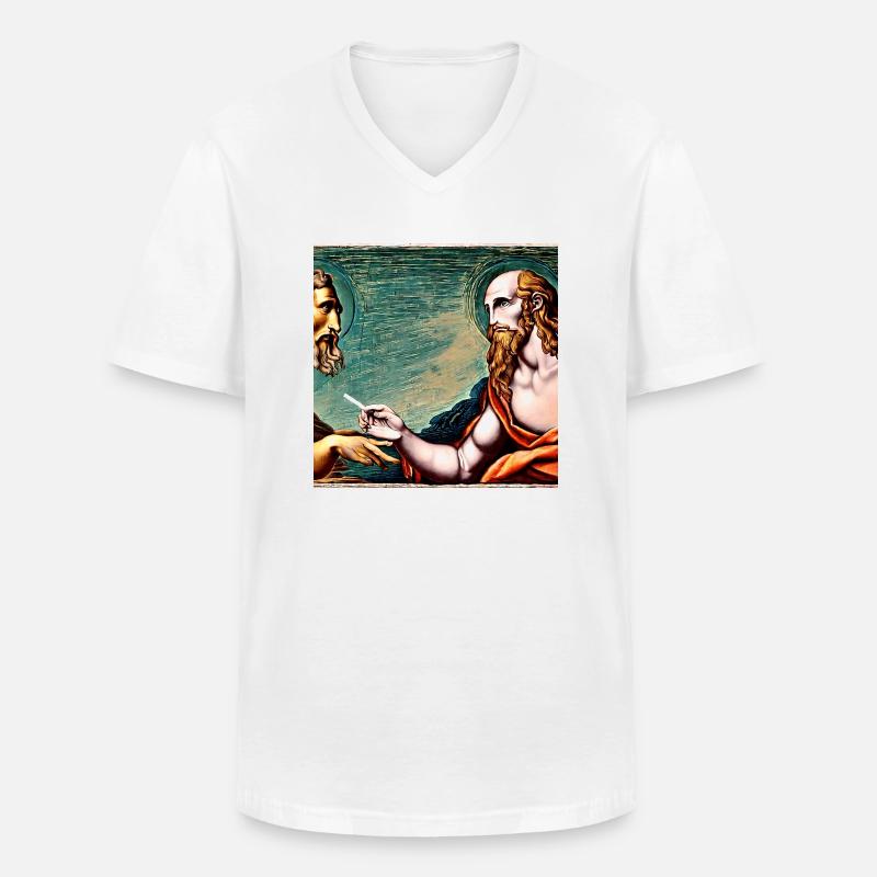 Apostel raucht eine Zigarette - Männer-T-Shirt mit V-Ausschnitt - Weiß