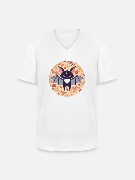 Bat with autumn pattern - Men's V-Neck T-Shirt - white