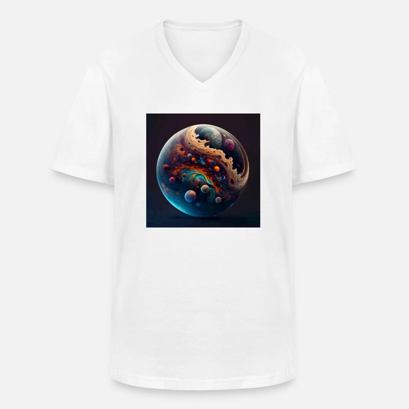 planets exploding - T-shirt col V Homme - blanc