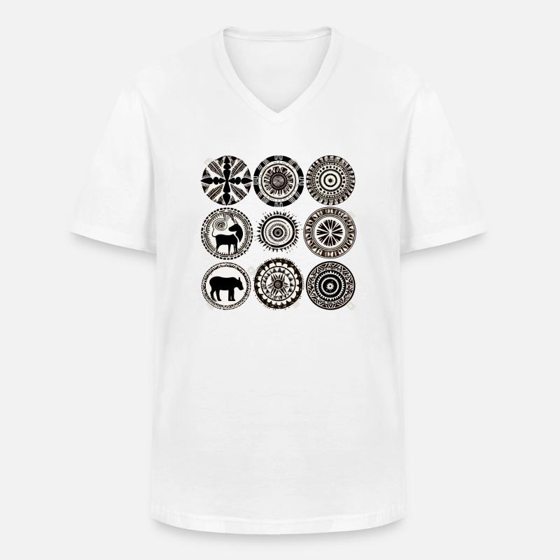 Afrikanische Folklore - Männer-T-Shirt mit V-Ausschnitt - Weiß