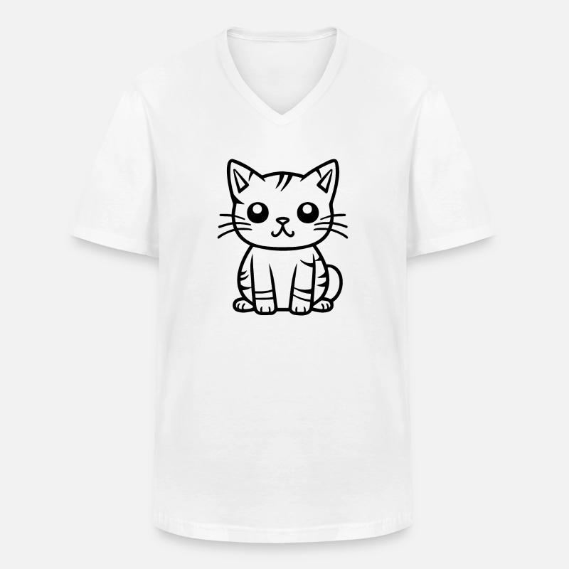 Katze Katzen Kätzchen Katzendame - Männer-T-Shirt mit V-Ausschnitt - Weiß