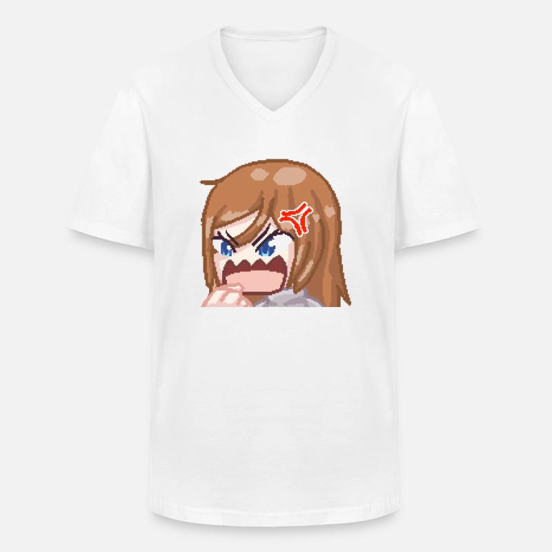 Pillowg1rl Emote Rage - Männer-T-Shirt mit V-Ausschnitt - Weiß