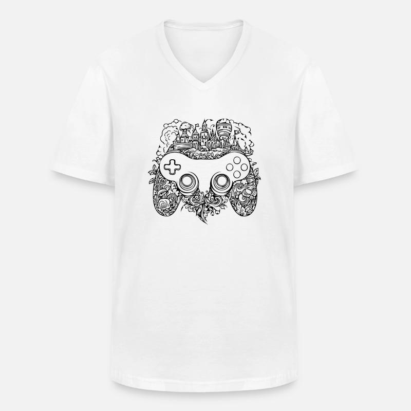 Controller Gaming Videospiele Gamepad - Männer-T-Shirt mit V-Ausschnitt - Weiß