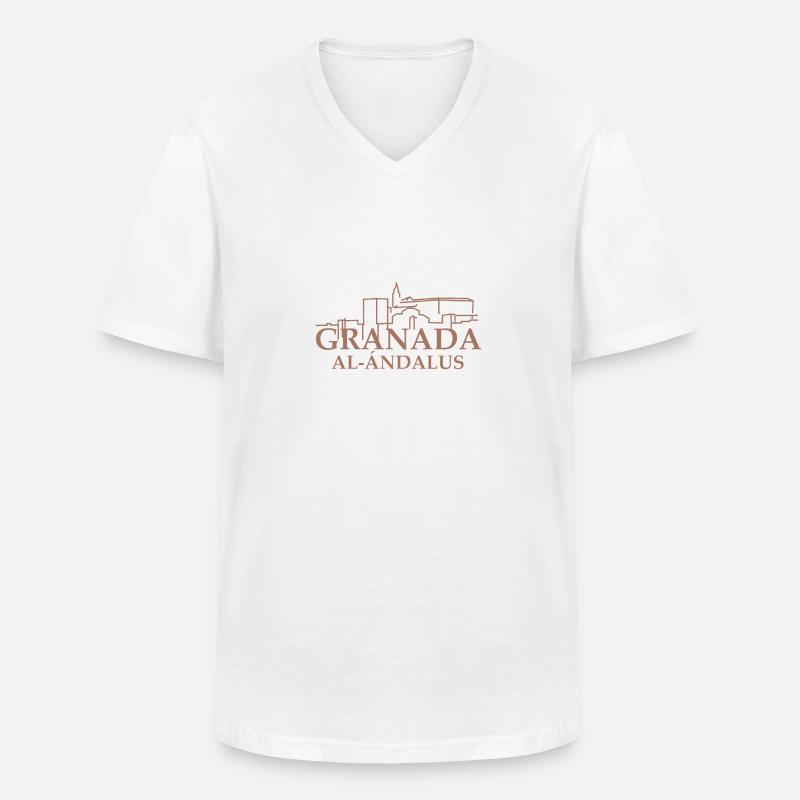 Granate - Männer-T-Shirt mit V-Ausschnitt - Weiß