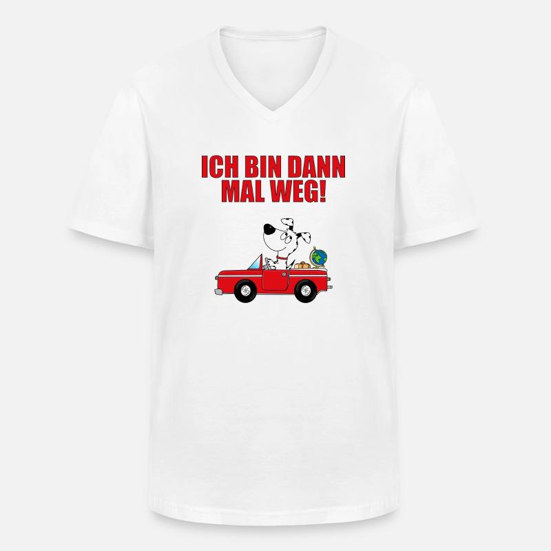 HUND - AUTO - Männer-T-Shirt mit V-Ausschnitt - Weiß