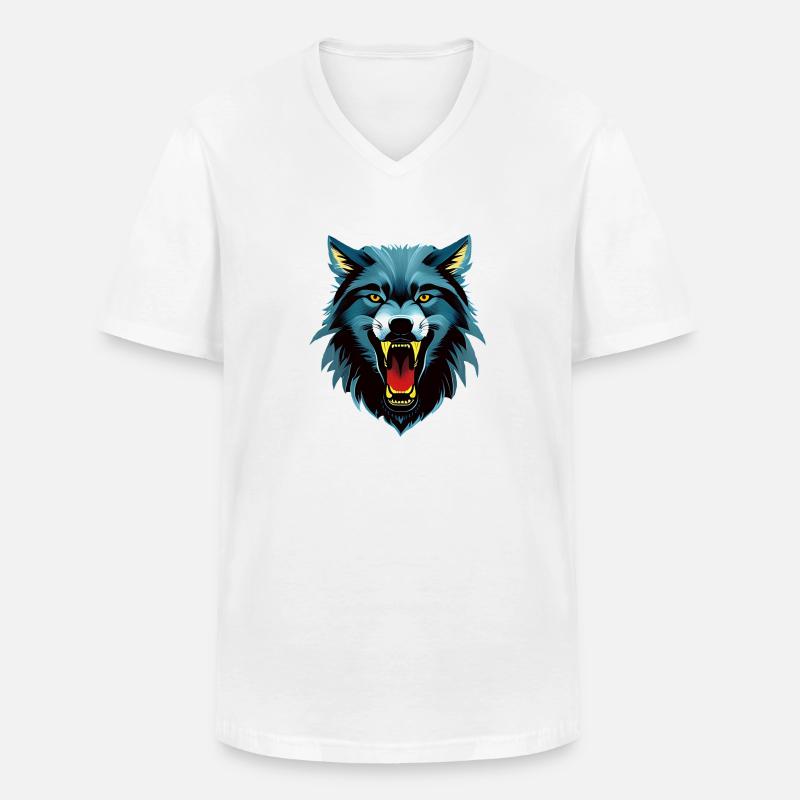 Wolf - Männer-T-Shirt mit V-Ausschnitt - Weiß
