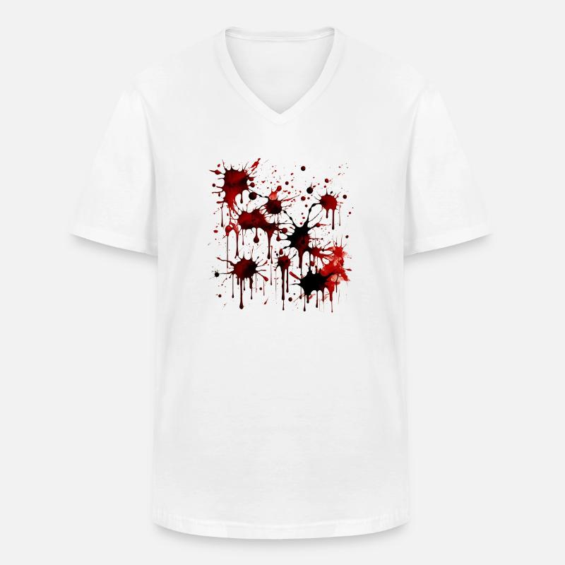 Blutspritzer Halloween Blut Blutfelcken - Männer-T-Shirt mit V-Ausschnitt - Weiß