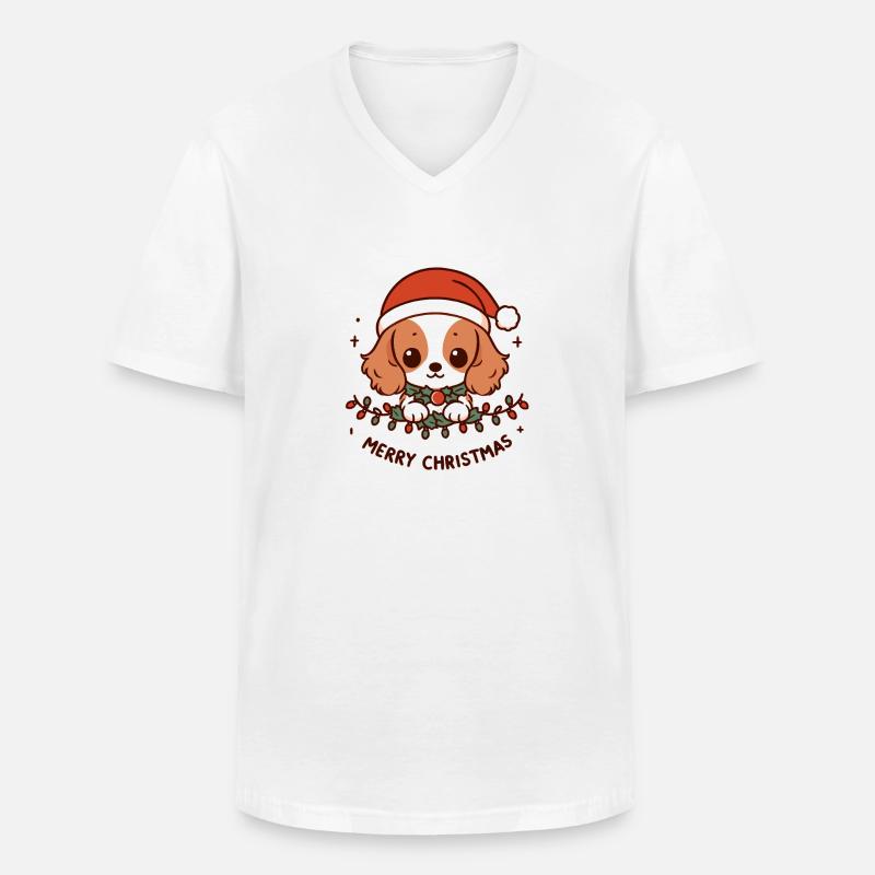 Niedlicher Weihnachtspullover - Wintersüße - Männer-T-Shirt mit V-Ausschnitt - Weiß