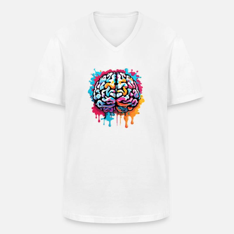 Brain / Knowledge / Intelligence / Clever / Thinking - Men's V-Neck T-Shirt - white