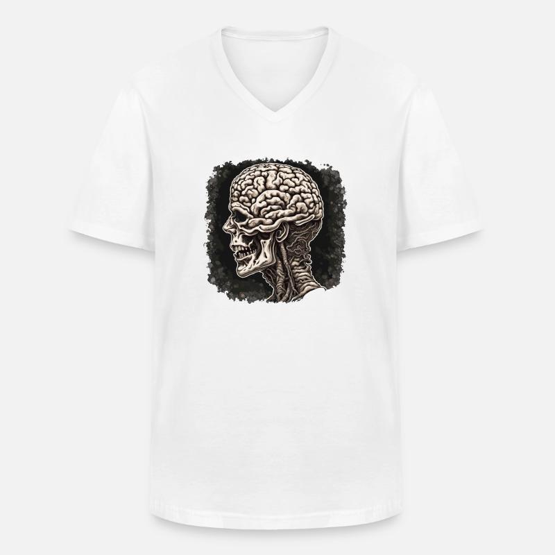 Brain / Knowledge / Intelligence / Clever / Thinking - Men's V-Neck T-Shirt - white