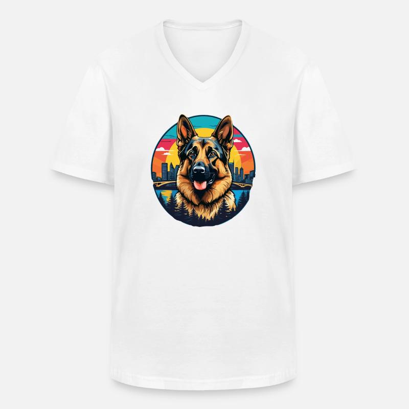 Deutscher Schäferhund - Männer-T-Shirt mit V-Ausschnitt - Weiß
