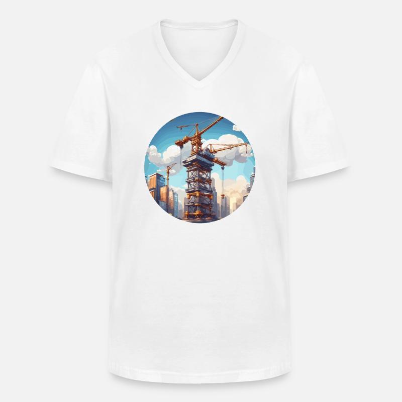 Kran / Baustelle / Seilwinde / Kransystem - Männer-T-Shirt mit V-Ausschnitt - Weiß