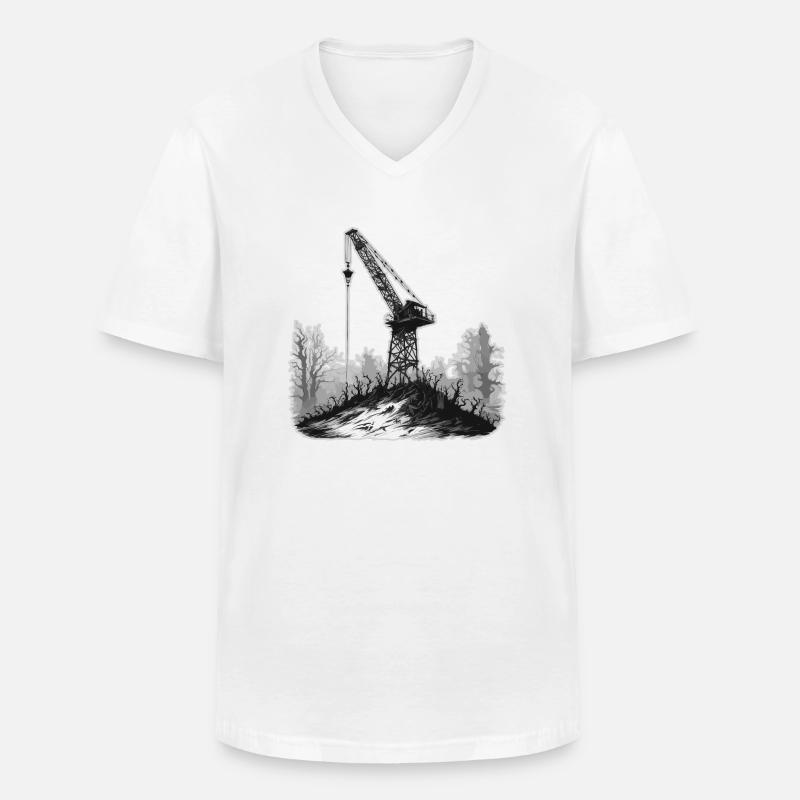 Kran / Baustelle / Seilwinde / Kransystem - Männer-T-Shirt mit V-Ausschnitt - Weiß