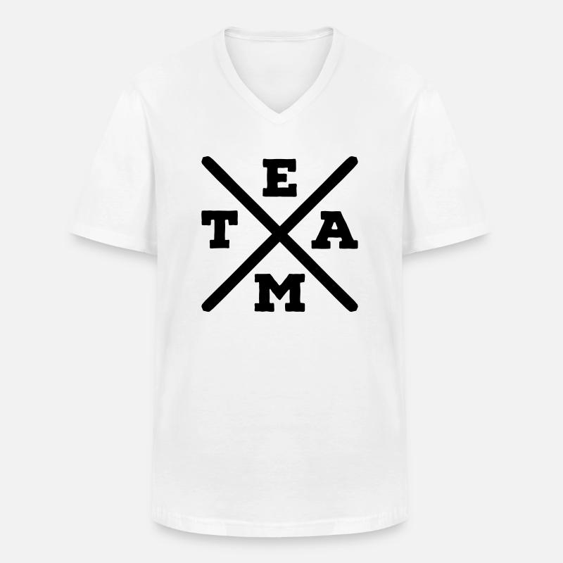 team - Männer-T-Shirt mit V-Ausschnitt - Weiß