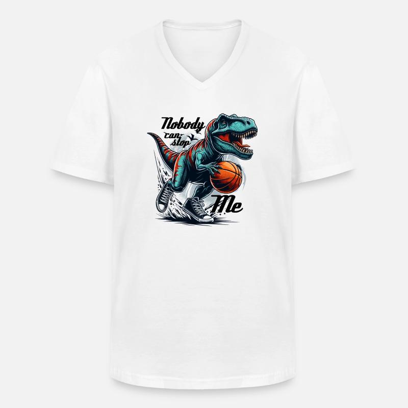 Basketball T-Rex Geschenk - Männer-T-Shirt mit V-Ausschnitt - Weiß