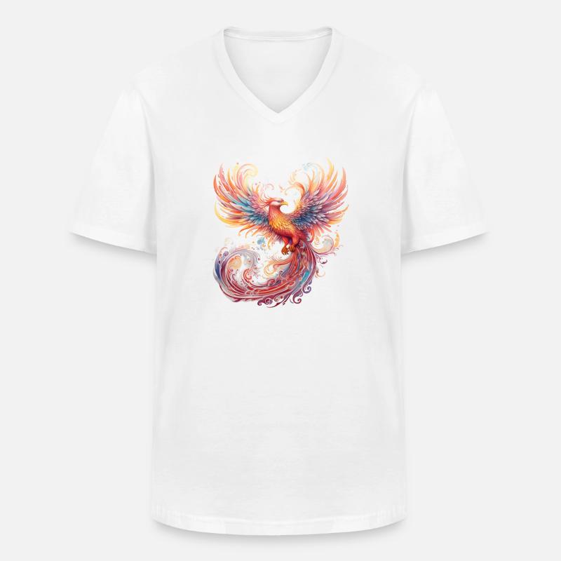Fantasy Phönix - Männer-T-Shirt mit V-Ausschnitt - Weiß