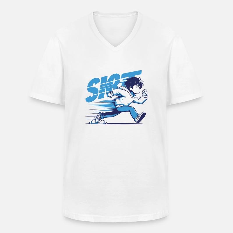 Dynamische Runner-Illustration - Männer-T-Shirt mit V-Ausschnitt - Weiß