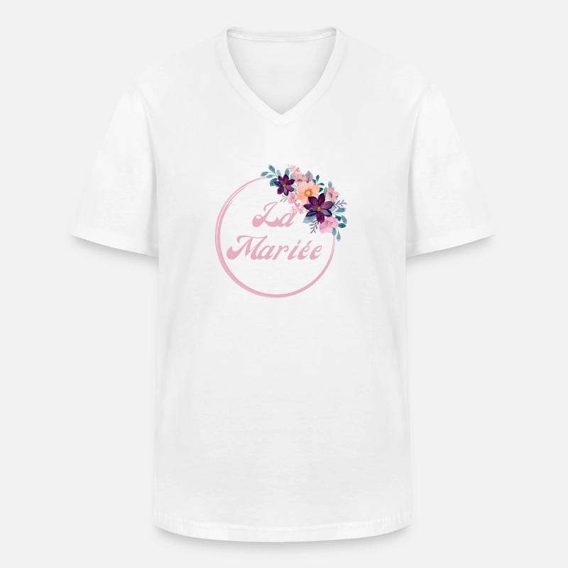 Die rosa Blumenbraut - Braut Geschenkidee - Männer-T-Shirt mit V-Ausschnitt - Weiß