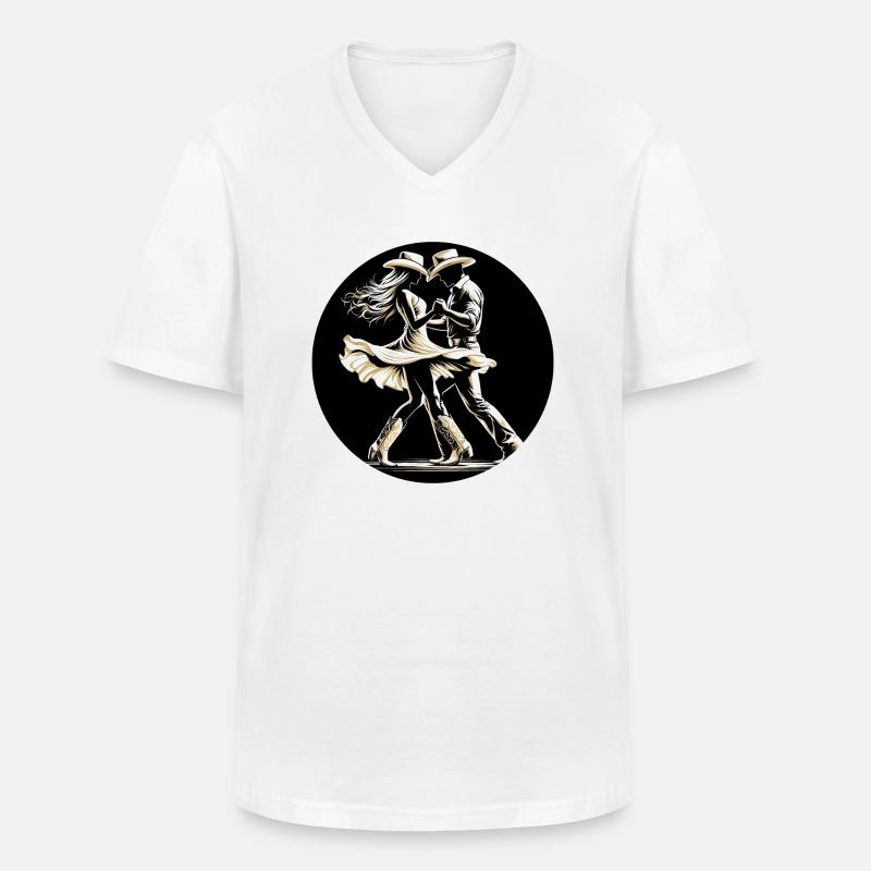 Linedance let´s beginn - Männer-T-Shirt mit V-Ausschnitt - Weiß