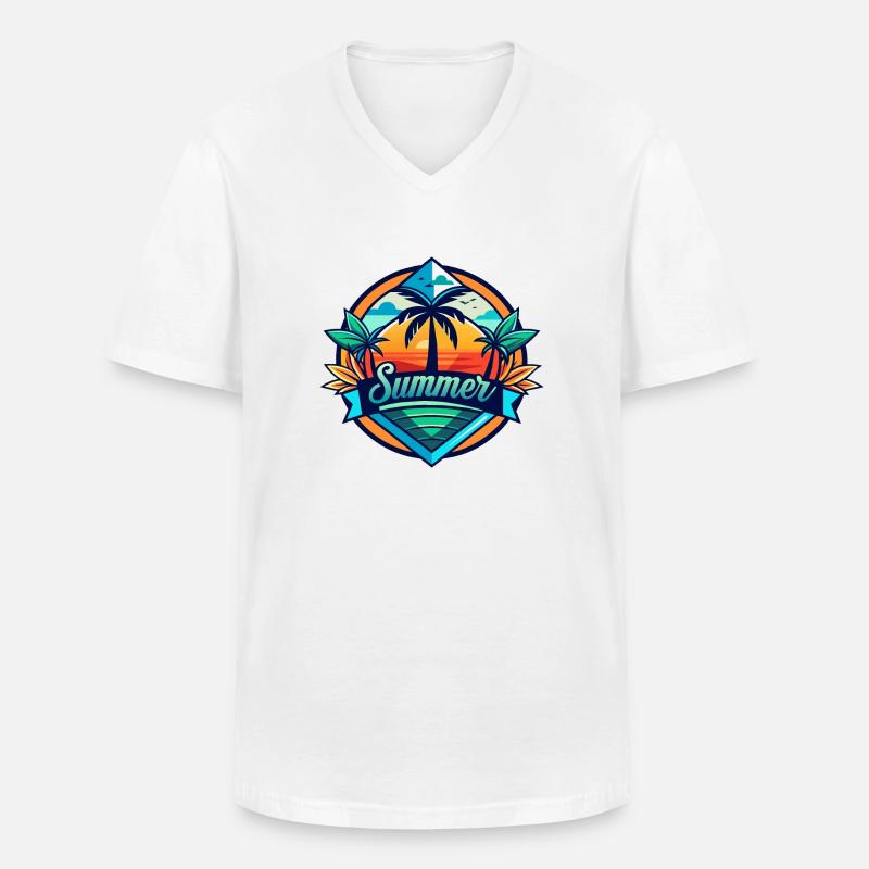 Summertime - Männer-T-Shirt mit V-Ausschnitt - Weiß