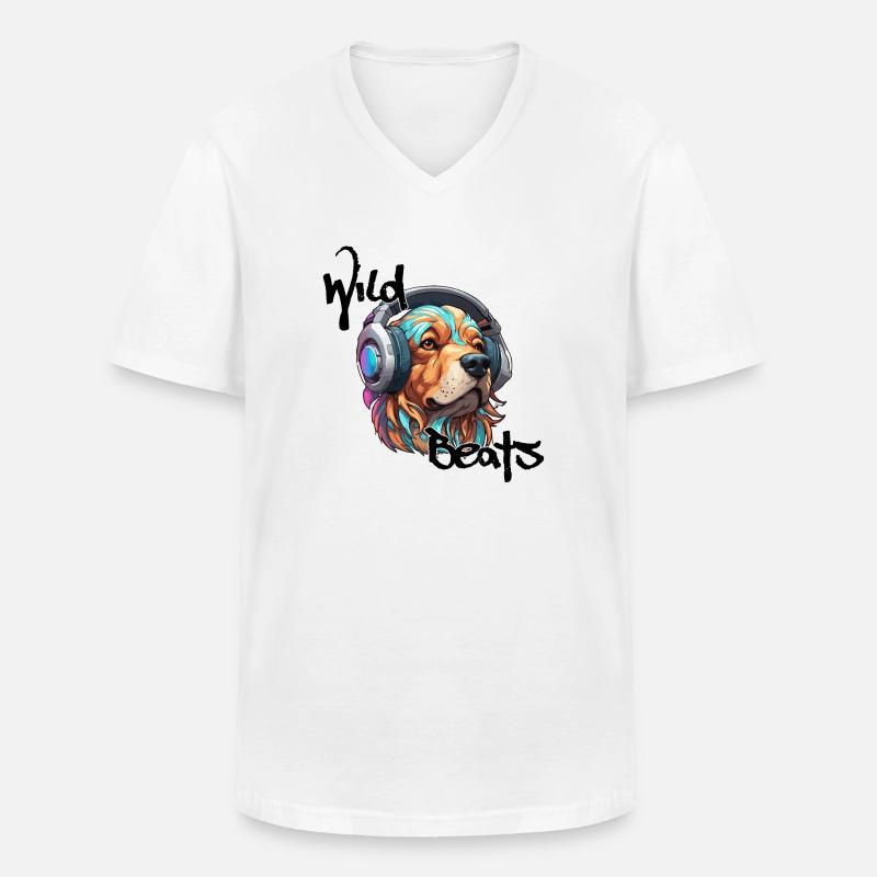 Kopfhörer / Audio / Musik / Klang / cool - Männer-T-Shirt mit V-Ausschnitt - Weiß