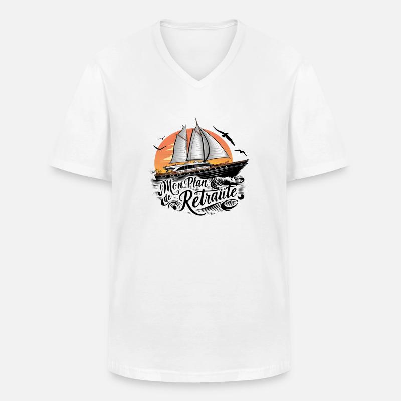 Mein Segelboot-Pensionsplan-Geschenk - Männer-T-Shirt mit V-Ausschnitt - Weiß