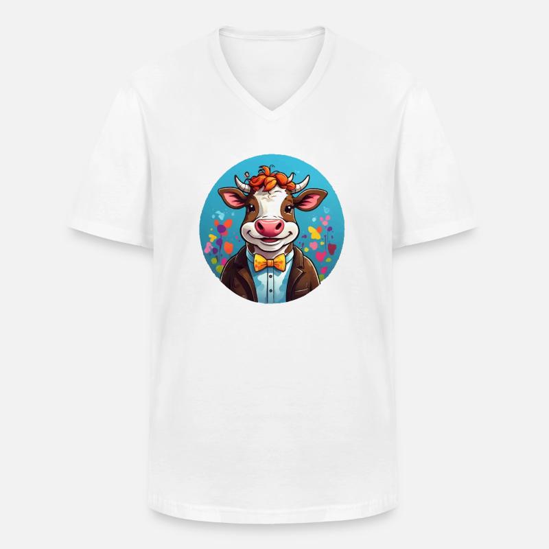 Lustige Kuh Comic - Männer-T-Shirt mit V-Ausschnitt - Weiß