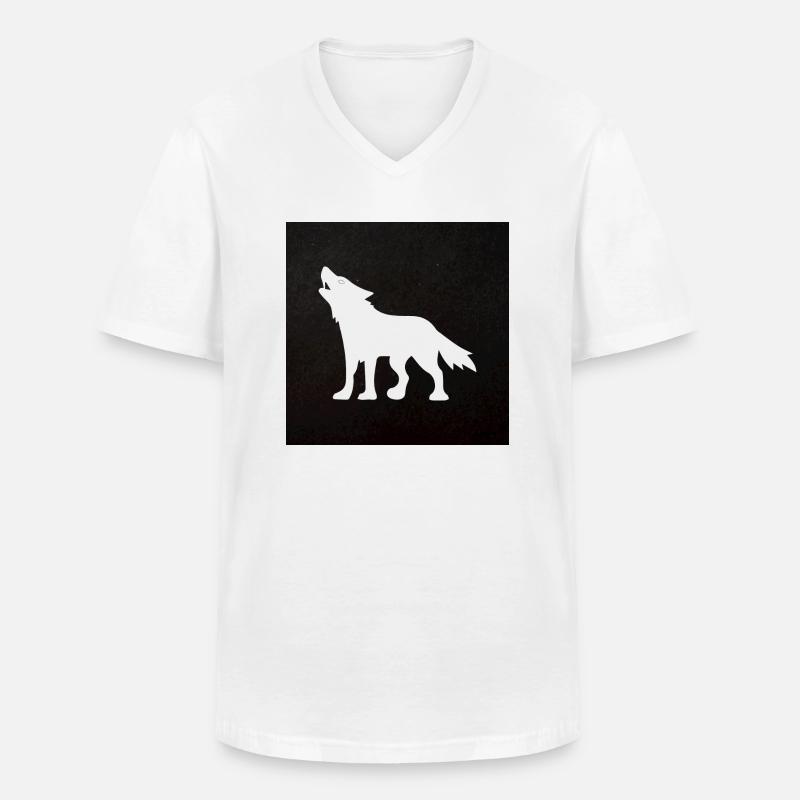 Wolf - Männer-T-Shirt mit V-Ausschnitt - Weiß