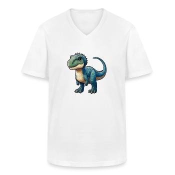 Dinosaure Animal Sauvage - T-shirt col V Homme - blanc - Devant - AI Model Male 185 light (185cm)