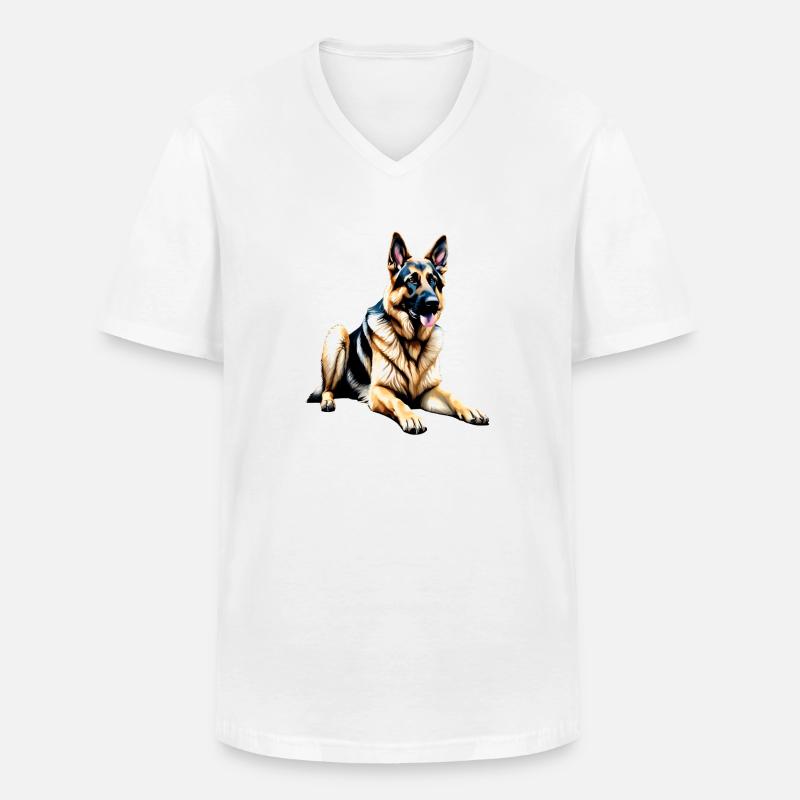 Deutscher Schäferhund - Männer-T-Shirt mit V-Ausschnitt - Weiß