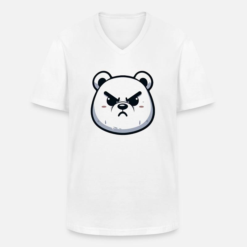 Wütendes Eisbär-Design - Männer-T-Shirt mit V-Ausschnitt - Weiß