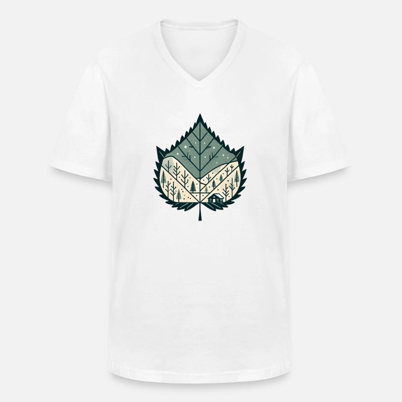 Blatt mit winterlicher Landschaft - Männer-T-Shirt mit V-Ausschnitt - Weiß