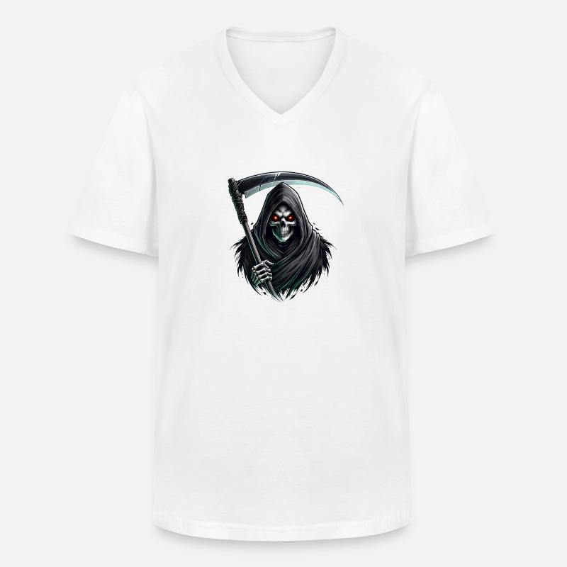 Sensenmann - Männer-T-Shirt mit V-Ausschnitt - Weiß