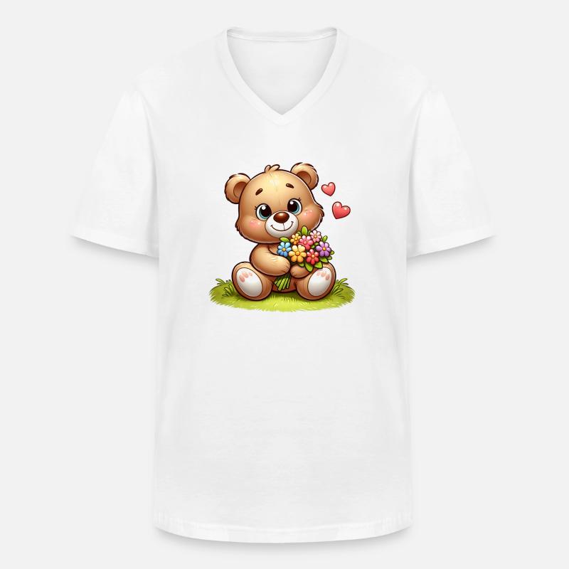 Teddybär 3 - Männer-T-Shirt mit V-Ausschnitt - Weiß