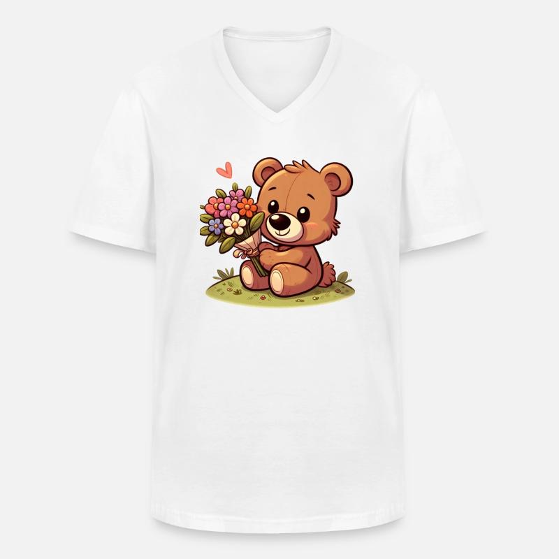 Teddybär 4 - Männer-T-Shirt mit V-Ausschnitt - Weiß