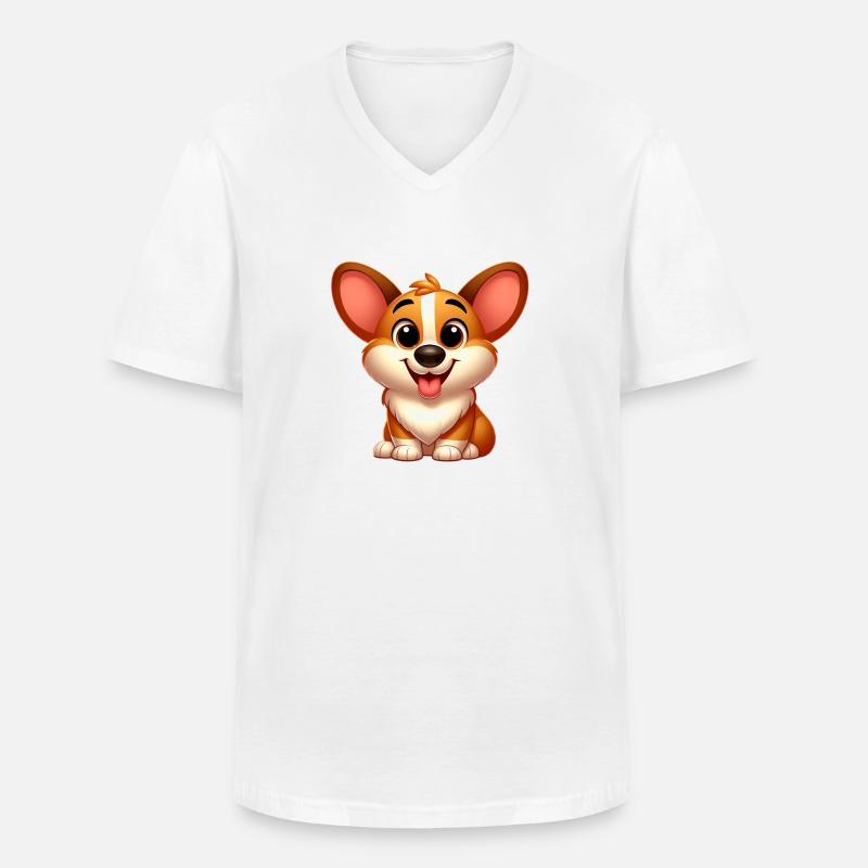 Corgi 6 - Männer-T-Shirt mit V-Ausschnitt - Weiß