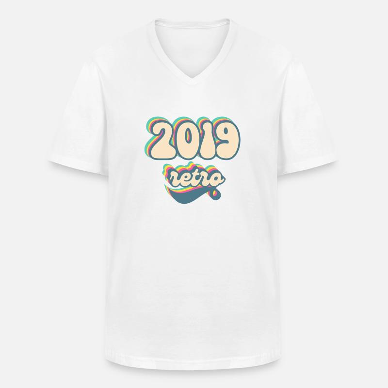 2019 Retro Geschenkidee - Männer-T-Shirt mit V-Ausschnitt - Weiß