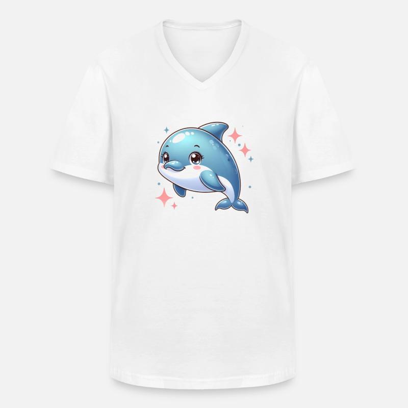 Delfin - Männer-T-Shirt mit V-Ausschnitt - Weiß