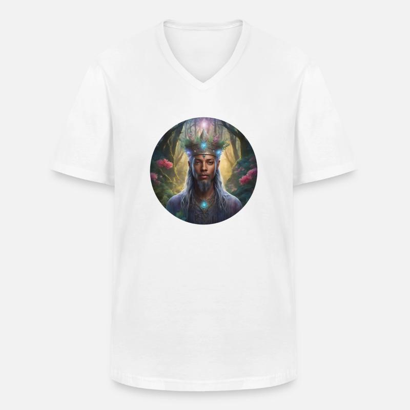 Der Kopf eines magischen Waldmagiers - Männer-T-Shirt mit V-Ausschnitt - Weiß