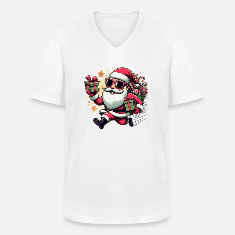 Santa Fun 10 - Männer-T-Shirt mit V-Ausschnitt - Weiß